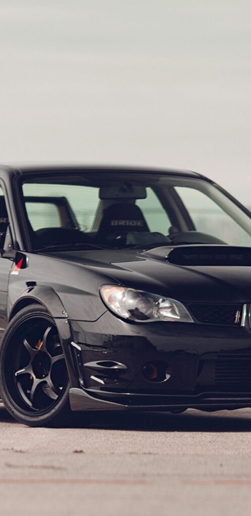 Download Subaru Impreza Wrx Sti, Black, Front View, Cars