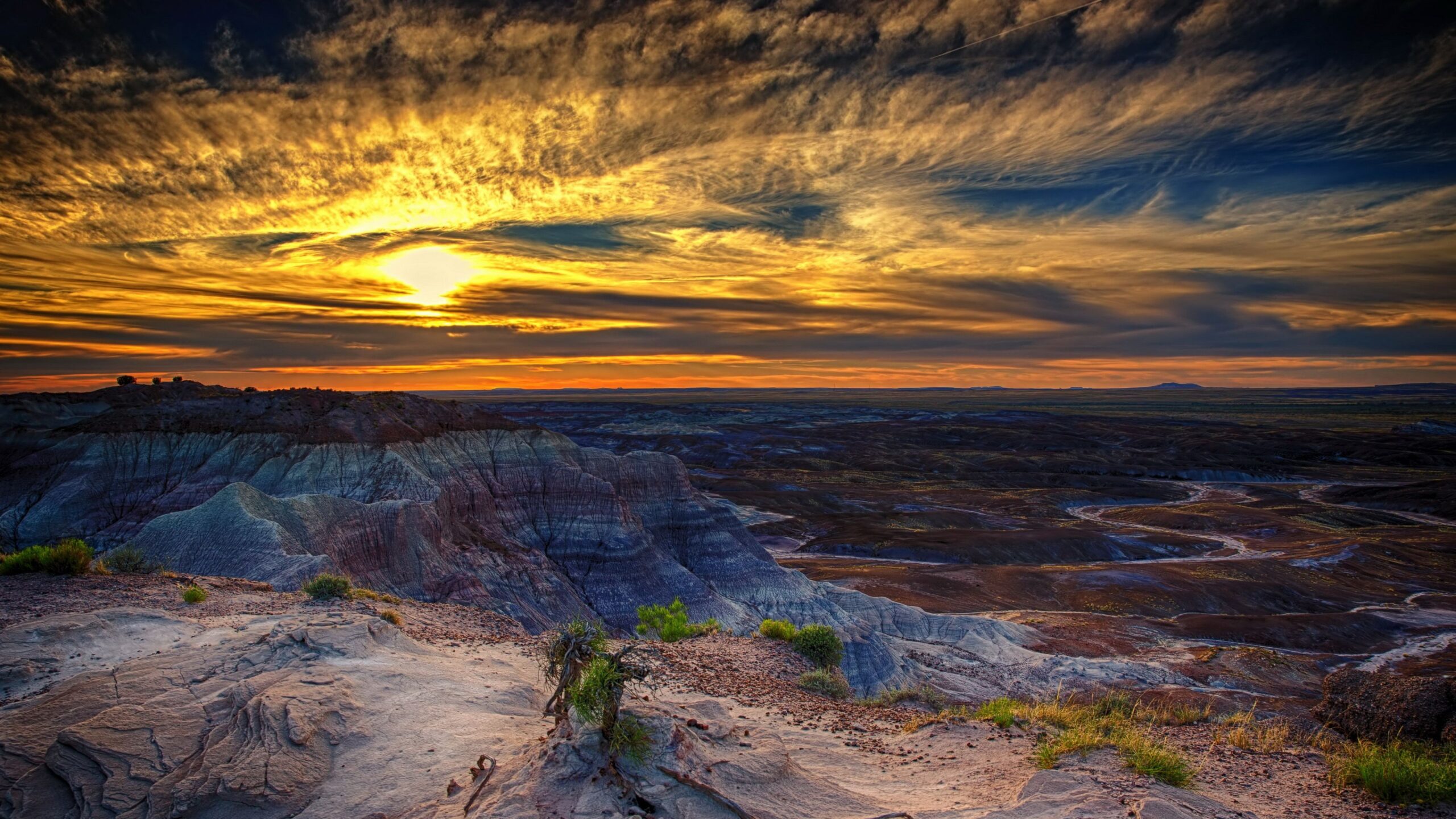 Download Wallpapers Petrified forest, Arizona, Sunset