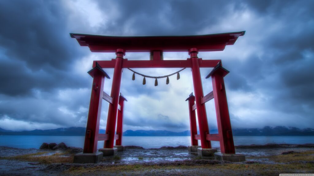 Torii Gate, Lake Tazawa ❤ K 2K Desk 4K Wallpapers for • Dual