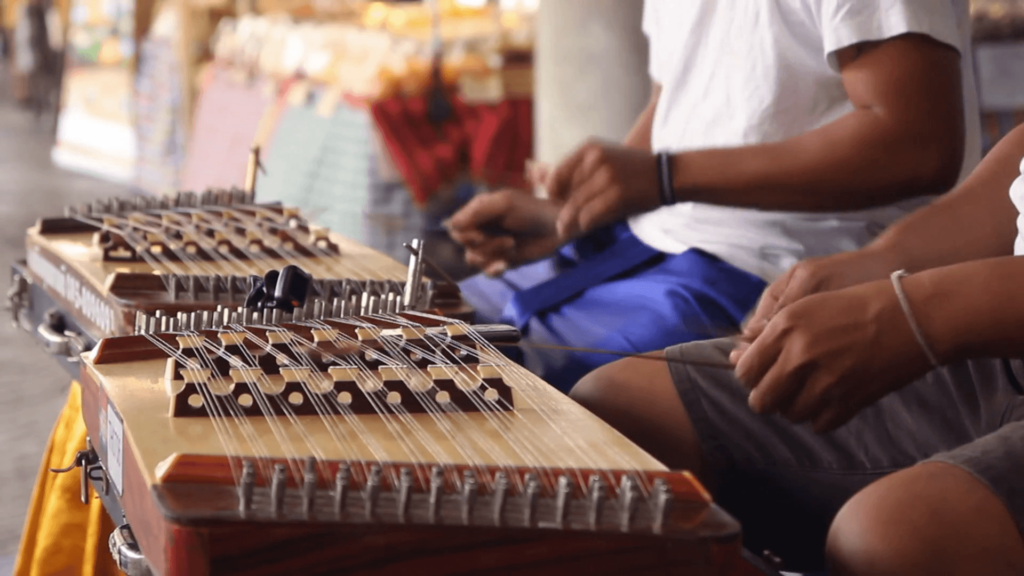 Thai wooden dulcimer musical instrument performing Stock Video