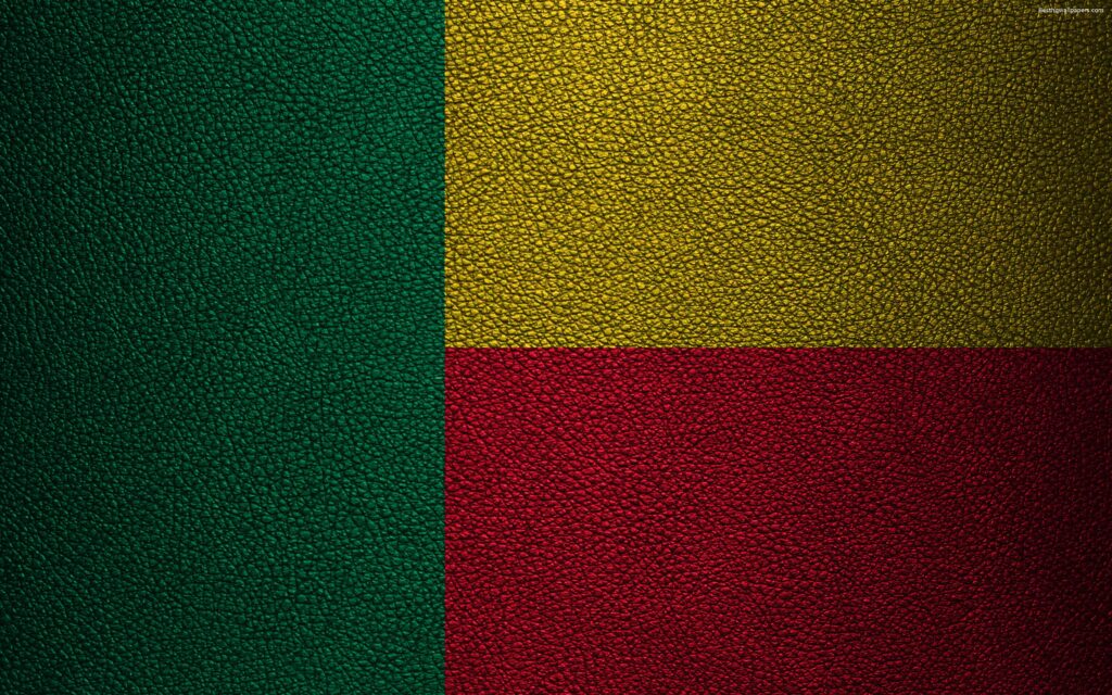 Download wallpapers Flag of Benin, leather texture, k, Benin flag