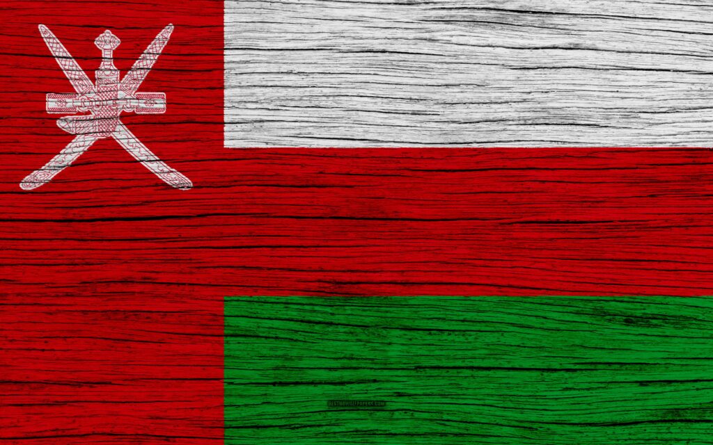 Download wallpapers Flag of Oman, k, Asia, wooden texture, Omani
