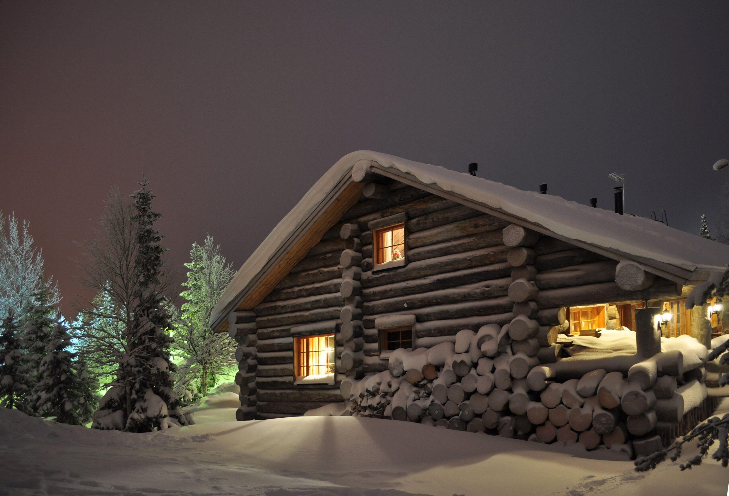 Wallpapers Finland Snow night time Cities Houses