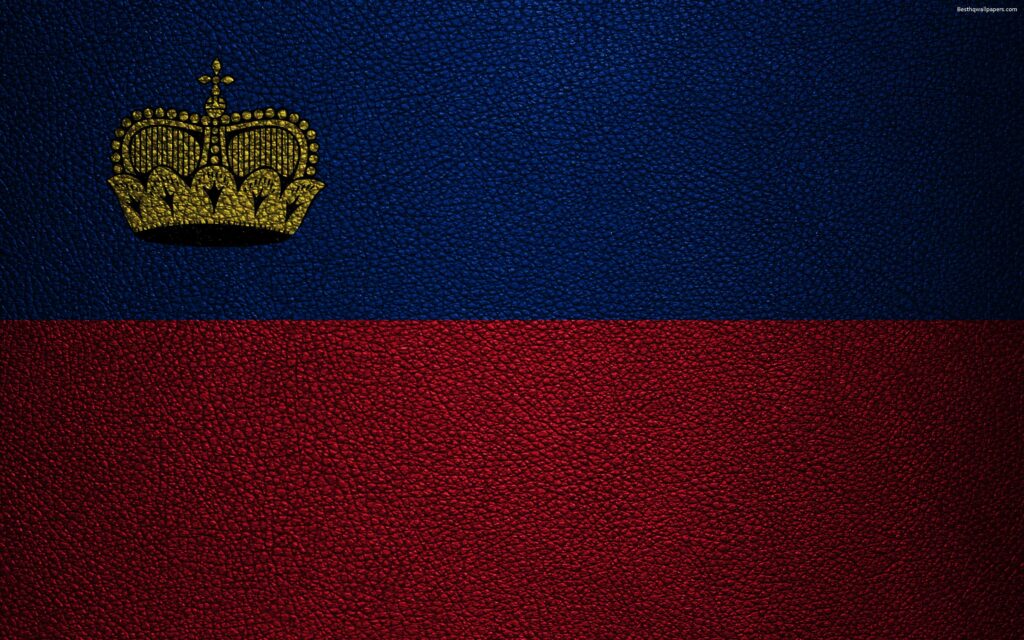 Download wallpapers Flag of Liechtenstein, k, leather texture