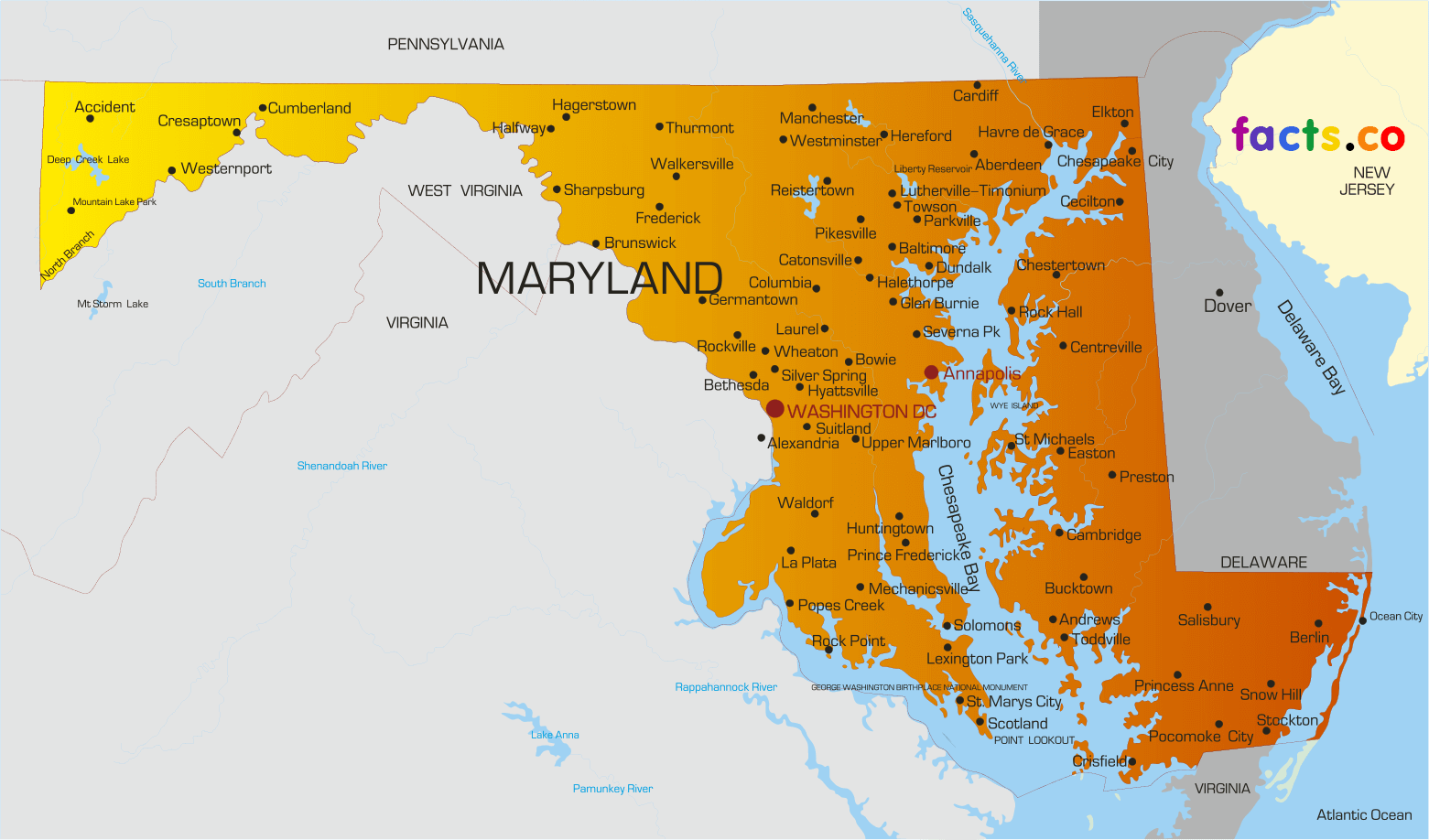 Maryland Map With Cities