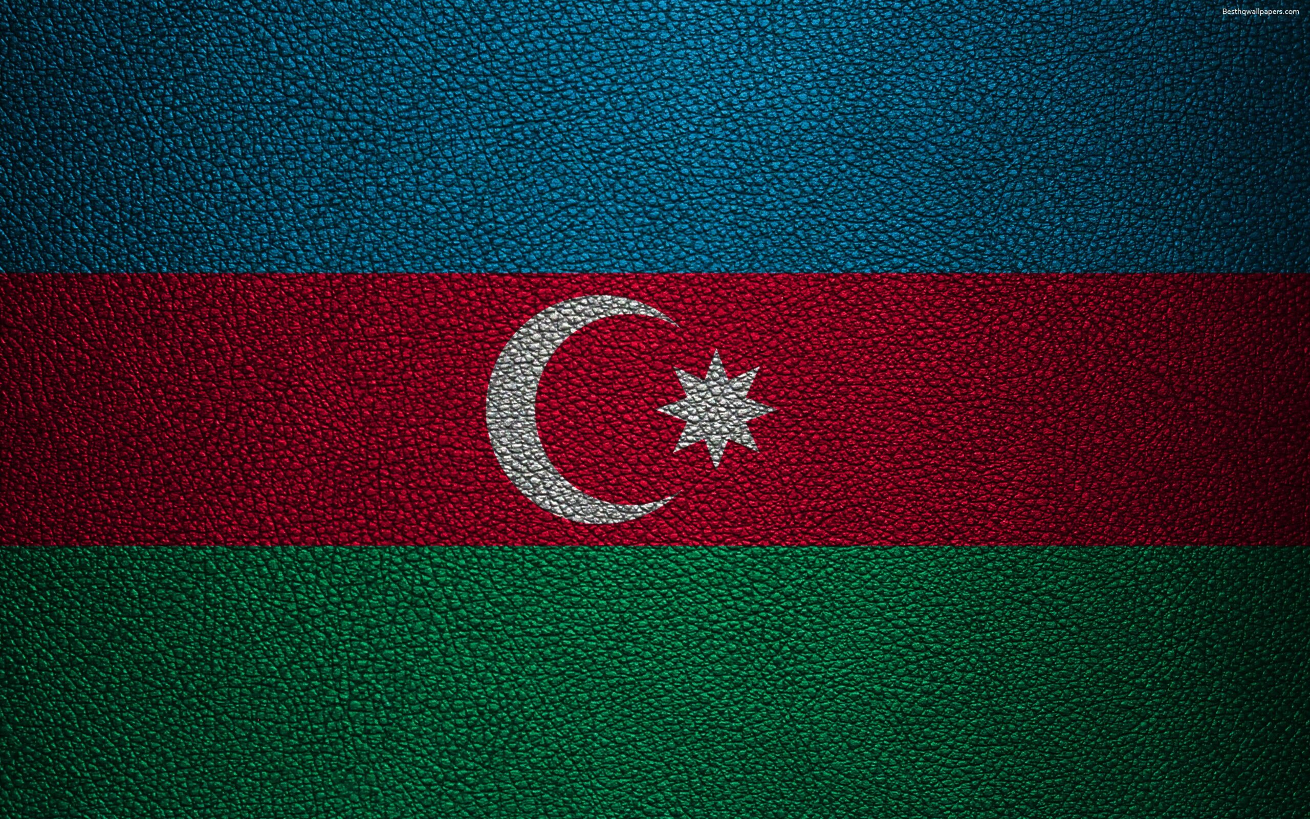 Download wallpapers Flag of Azerbaijan, k, leather texture