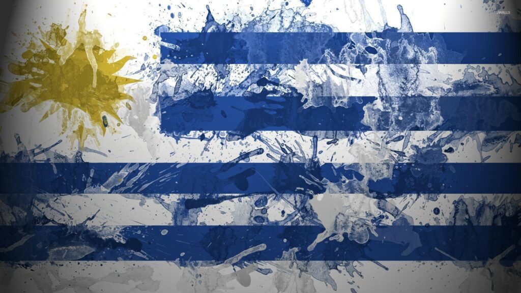 Flag of Uruguay with paint drops wallpapers