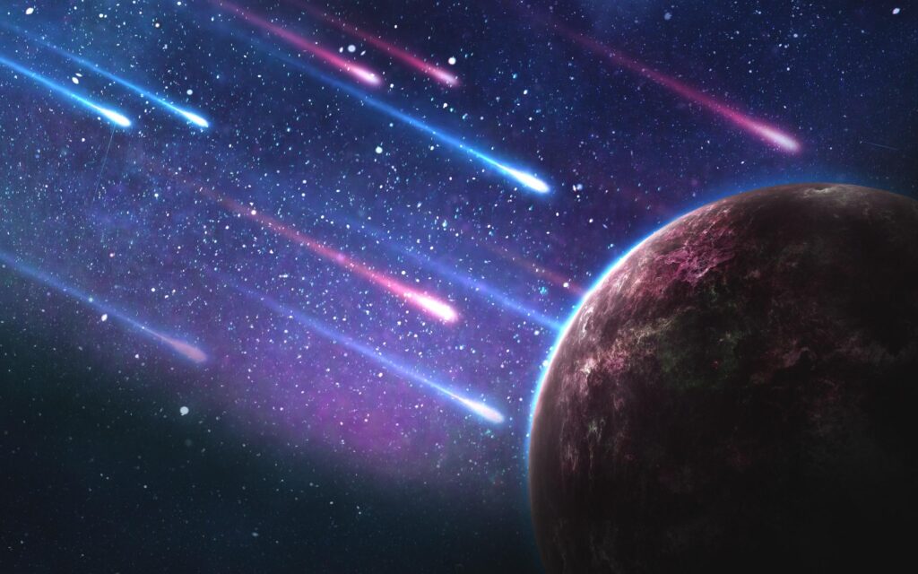 Wallpapers Planet, meteor shower, galaxy, starry UHD K