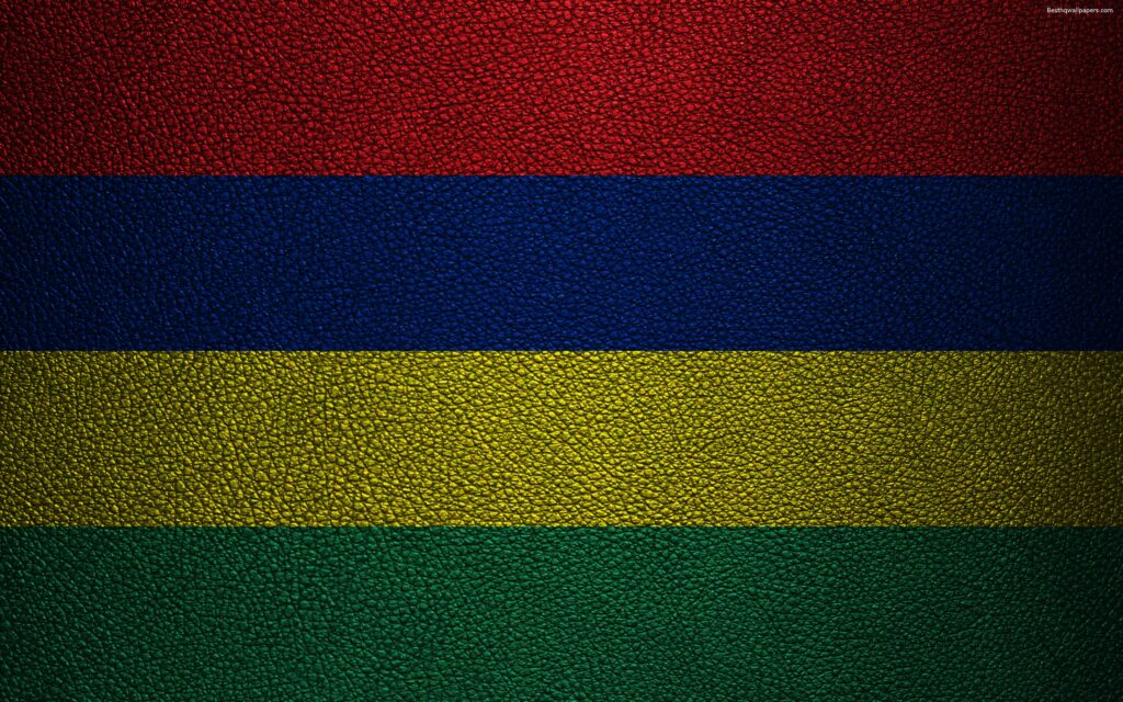 Download wallpapers Flag of Mauritius, k, leather texture, Africa