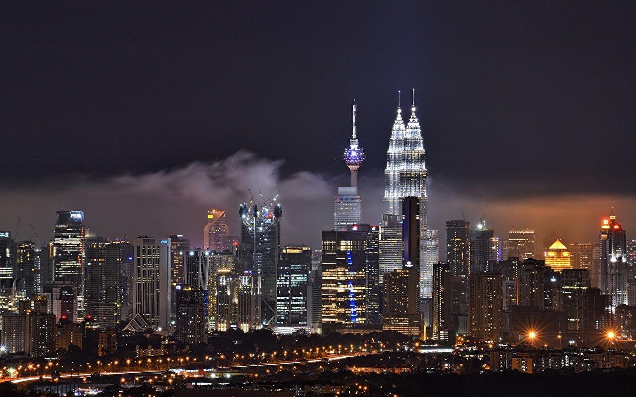 Wallpaper Kuala Lumpur Malaysia Night Skyscrapers Cities