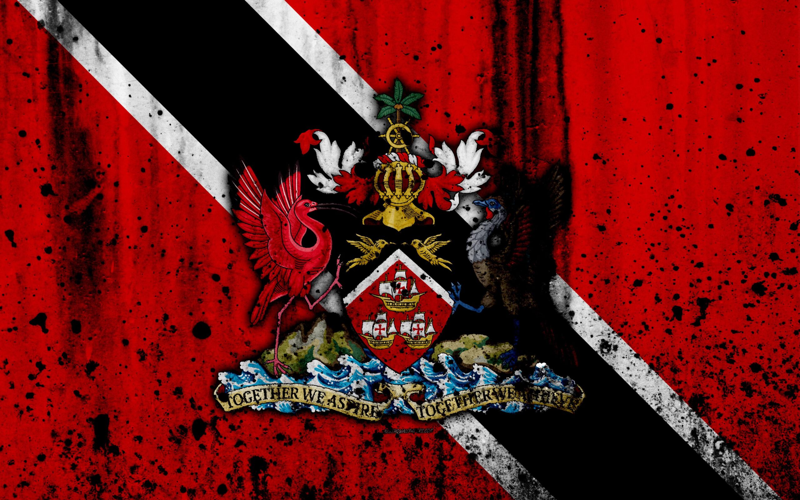 Download wallpapers Trinidad and Tobago flag, k, grunge, North