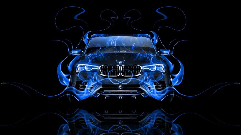 BMW X Front Fire Abstract Car