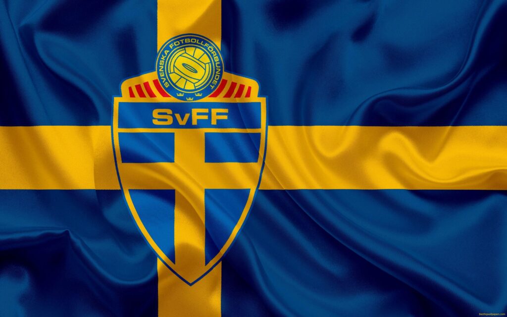 Download wallpapers Sweden national football team, emblem, logo