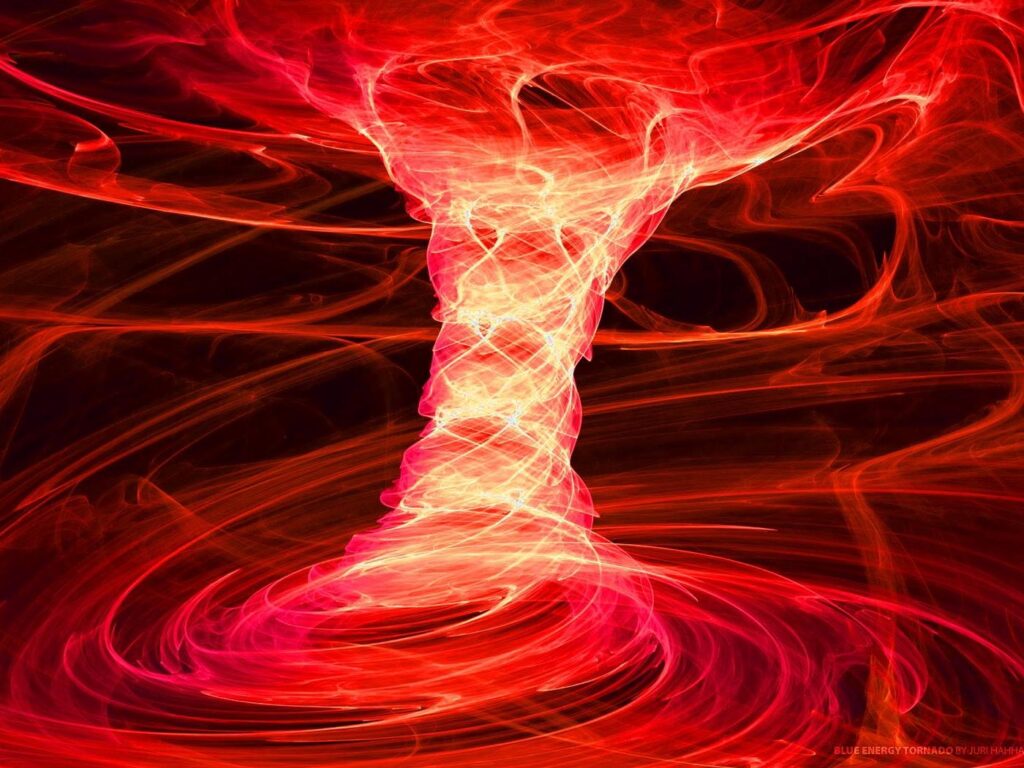 Download wallpapers abstract, red, tornado, fire standard