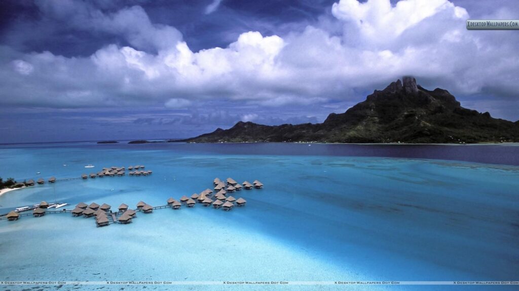 Aerial View Of The Island Of Bora Bora French Polynesia Sunset Wallpapers