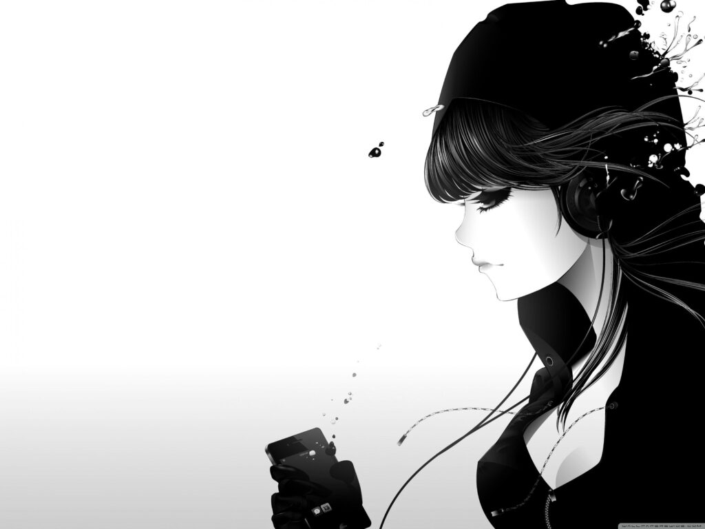 Girl Listening To Music Bw ❤ K 2K Desk 4K Wallpapers for • Wide