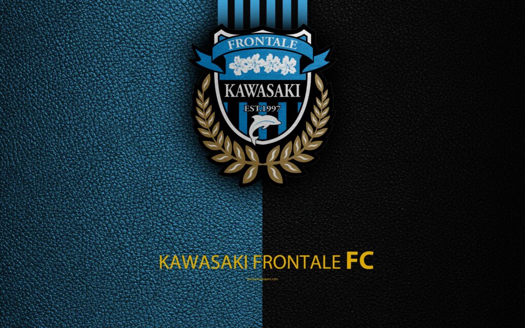 Download wallpapers Kawasaki Frontale FC, k, logo, leather texture