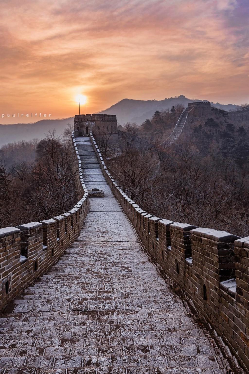 Great Wall Of China Sunris 2K Wallpaper, Backgrounds Wallpaper