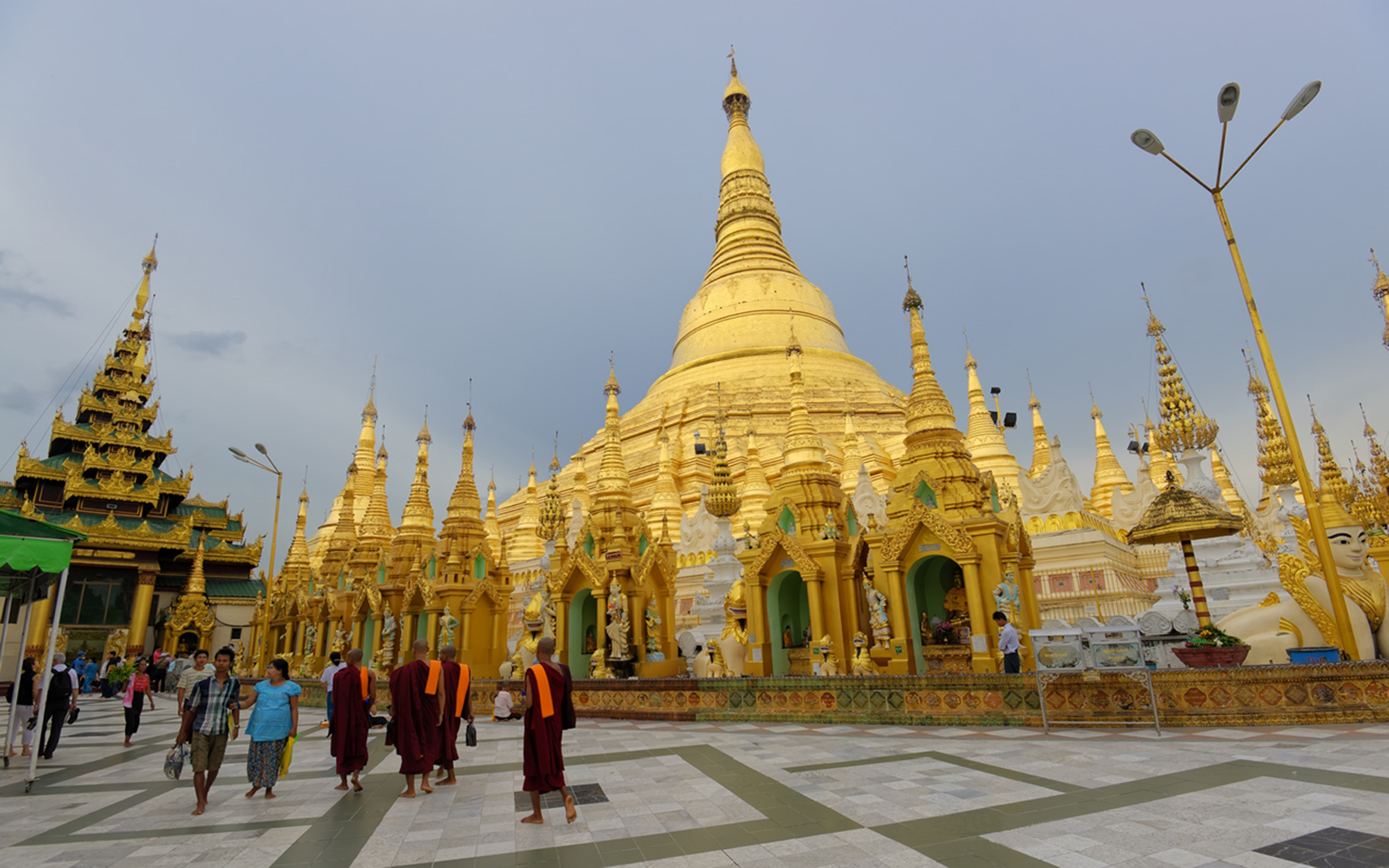 Sacred Buddhist Place Shwedagon Pagoda Yangon, Myanmar