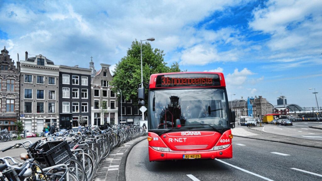 Download Wallpapers Amsterdam, Bus, City K Ultra 2K HD