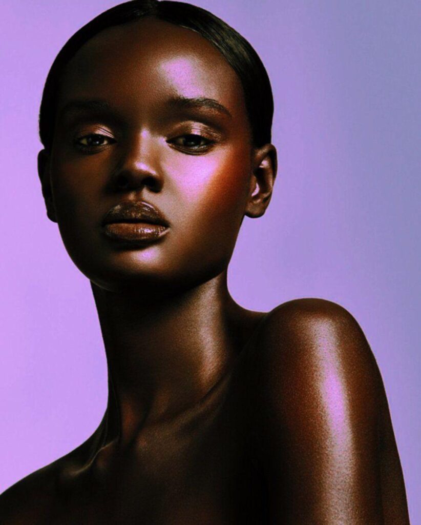 Duckie Thot Shines for Fenty Beauty Makeup Model Black Model