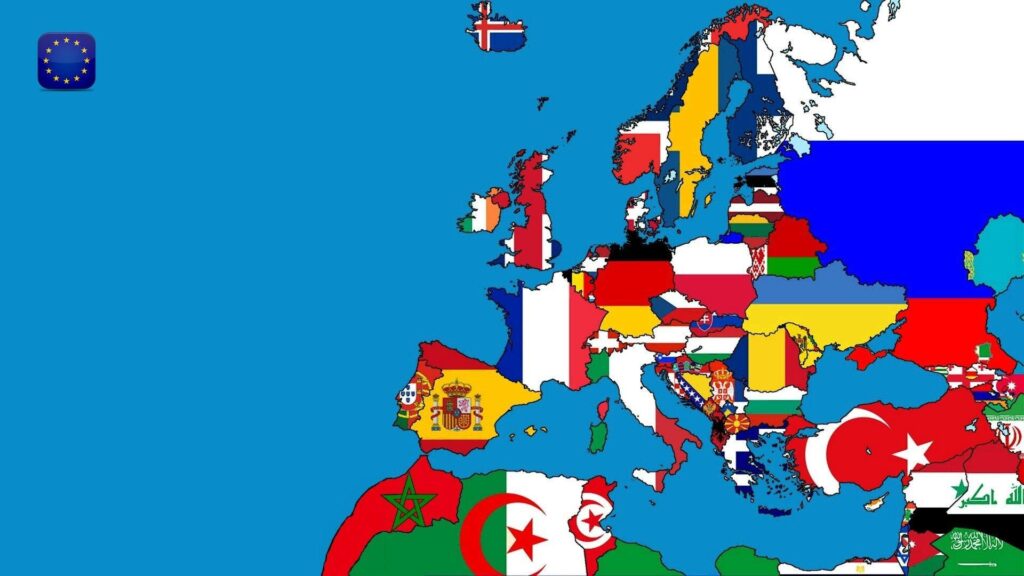 Wallpapers illustration, sea, cartoon, flag, world, map, Europe