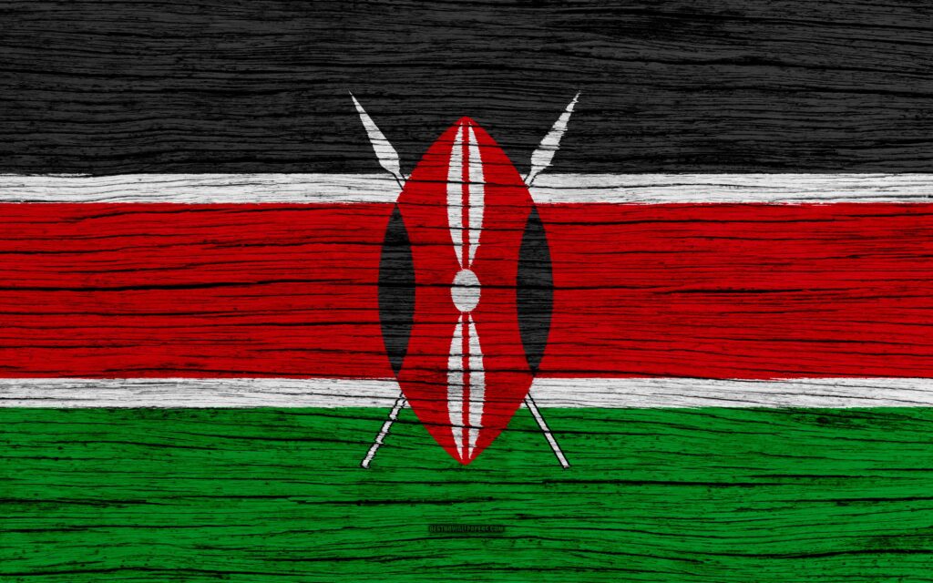 Download wallpapers Flag of Kenya, k, Africa, wooden texture