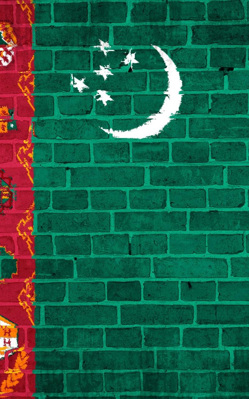 Download wallpapers turkmenistan, flag, wall stones samsung
