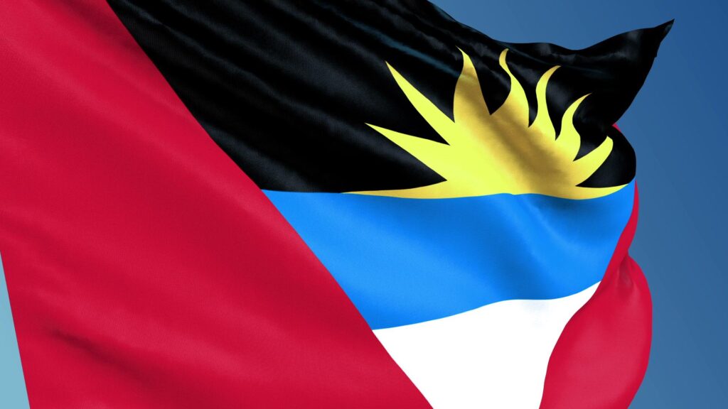 Antigua and Barbuda flag waving d render seamless loop – Hi Res