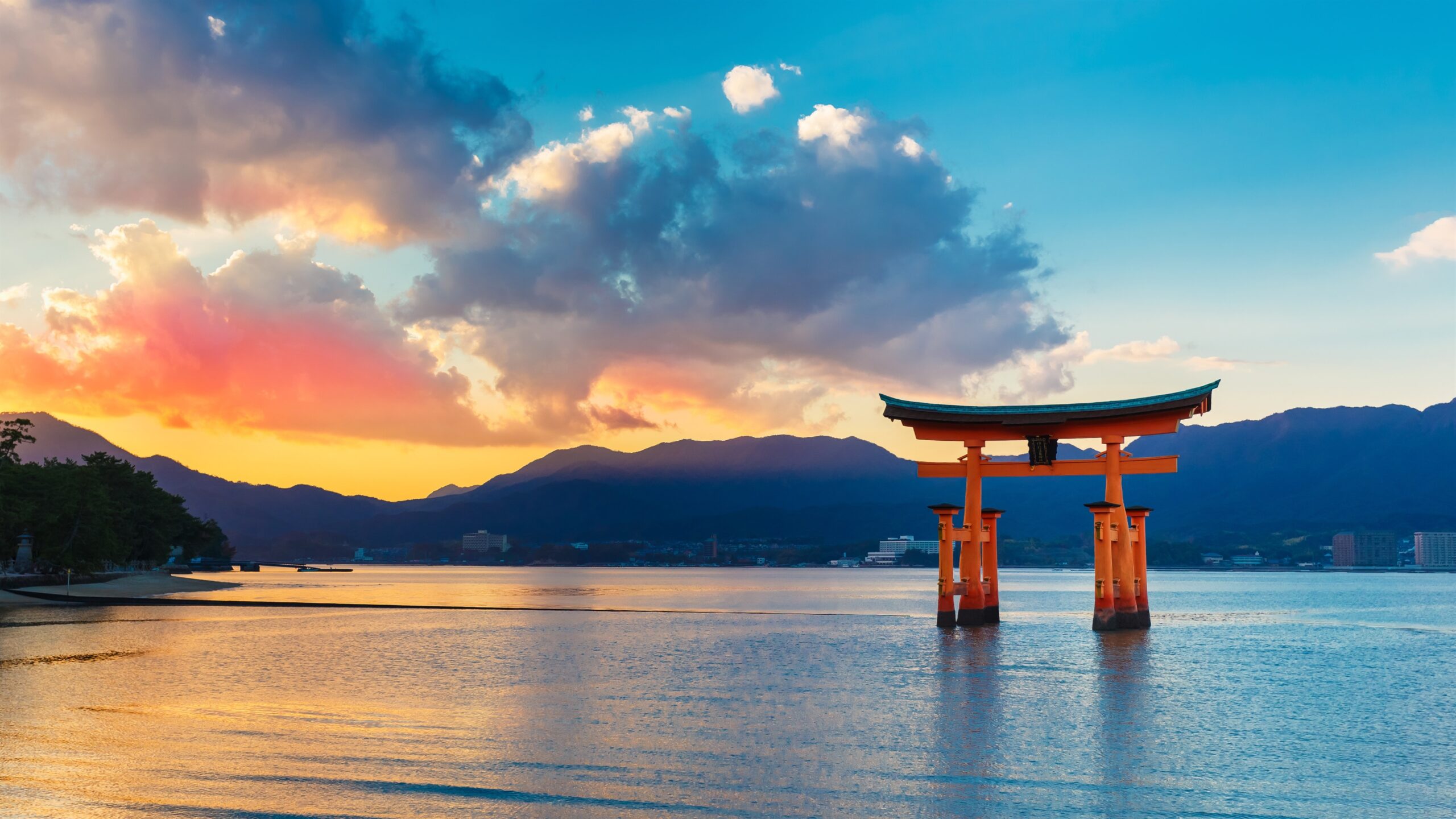 Wallpapers Torii Gate, sea, sunset, Japan UHD K Picture, Wallpaper