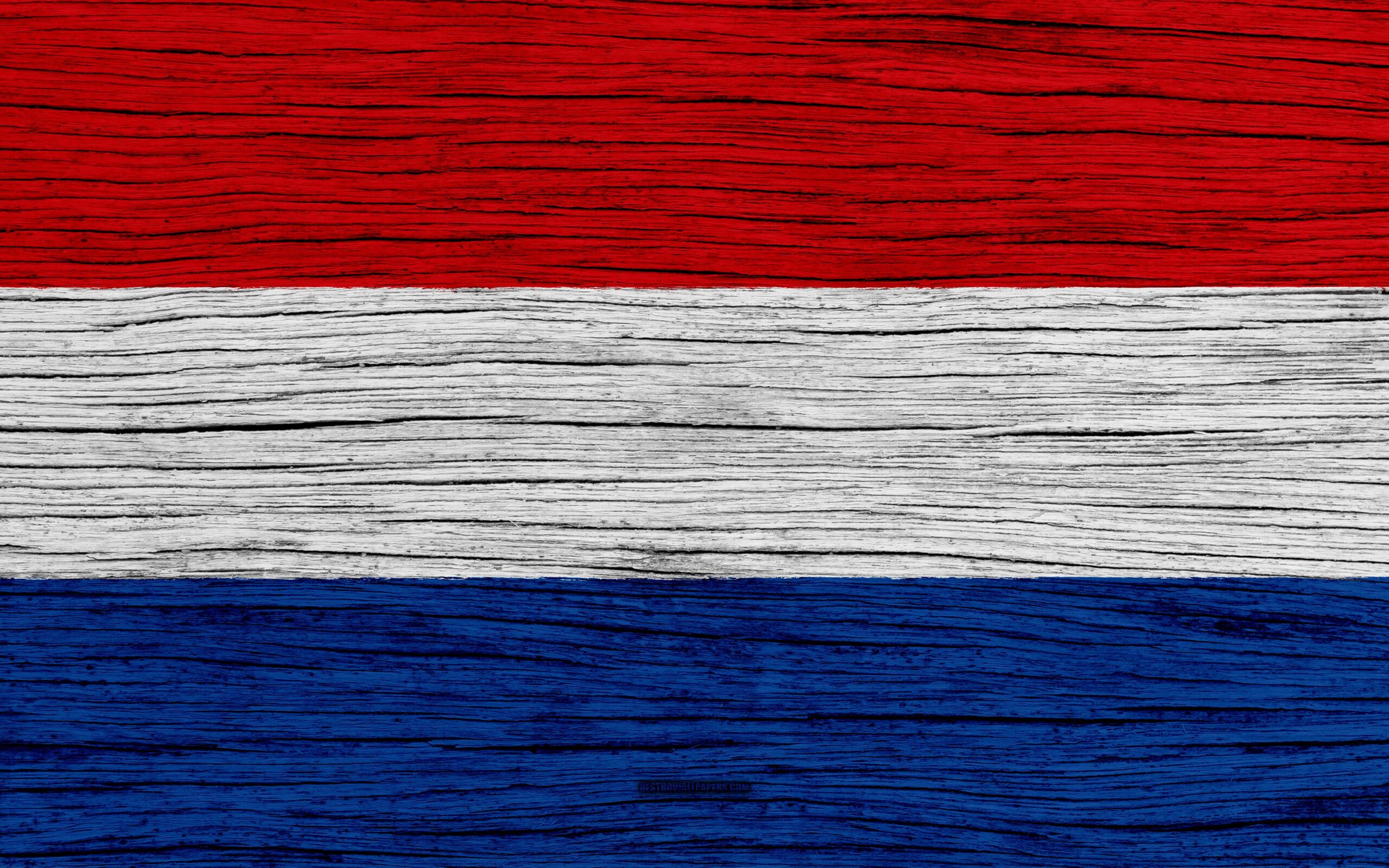 Download wallpapers Flag of Netherlands, k, Europe, wooden texture