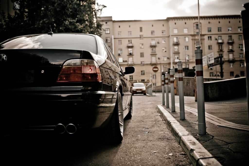 BMW, cars, BMW E, BMW Series, black cars, rear view Wallpapers