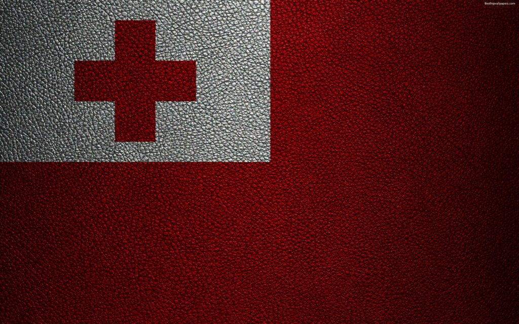 Download wallpapers Flag of Tonga, k, leather texture, Oceania