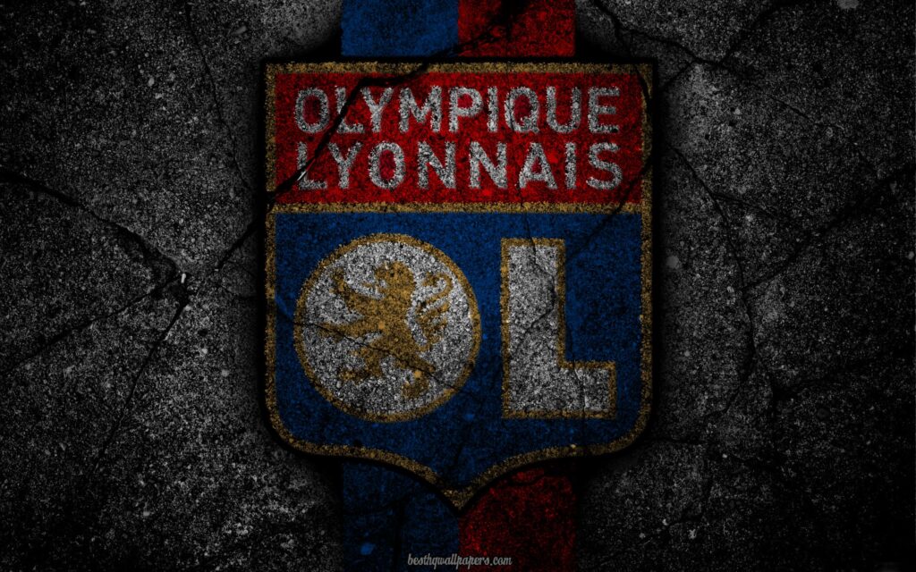 Download wallpapers Lyon, logo, art, Olympique Lyon, Liga , soccer
