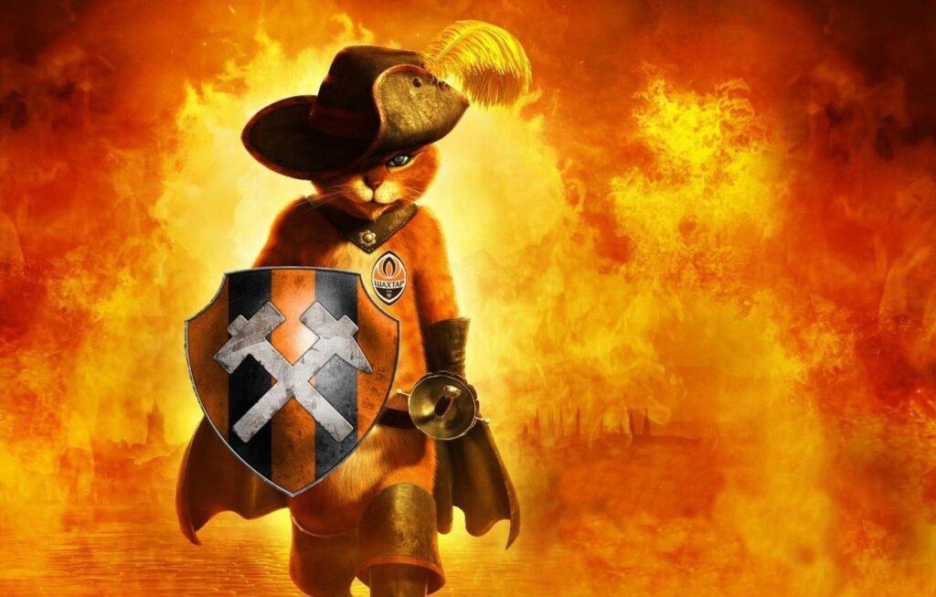 Wallpapers fire, shield, Donetsk, Donbass, puss in boots, FC Shakhtar