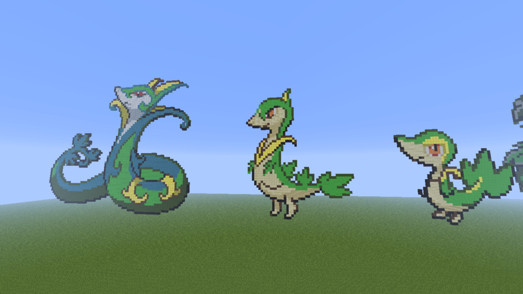 Minecraft Pixel Art! Wallpaper Snivy evolution family 2K wallpapers and