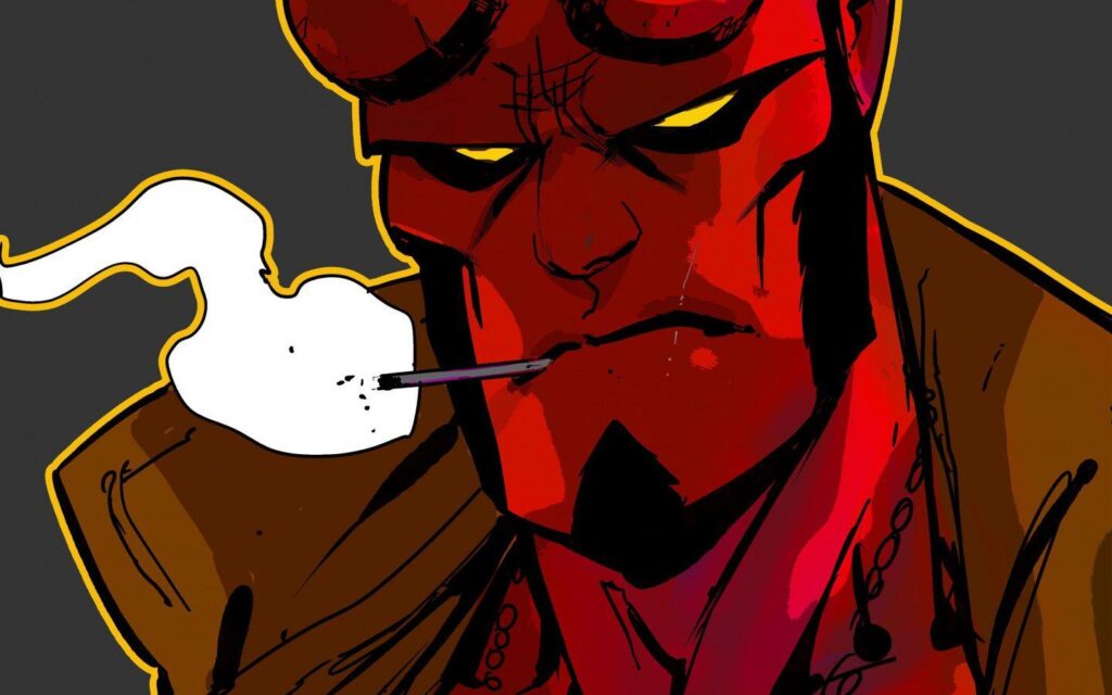 Download Wallpapers Hellboy, Smoking, Red Face, Widescreen