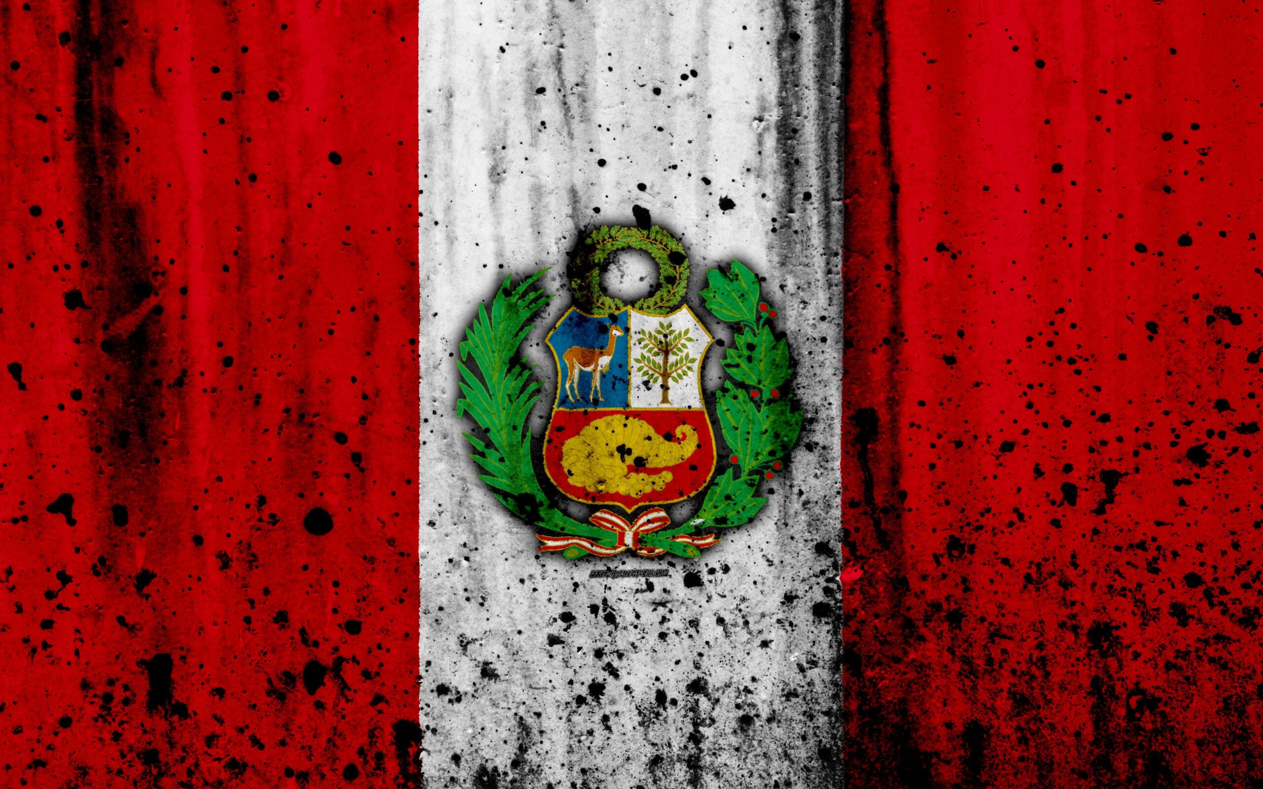 Download wallpapers Peruvian flag, k, grunge, flag of Peru, South