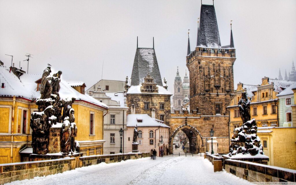 Winter In Prague 2K desk 4K wallpapers Dual Monitor