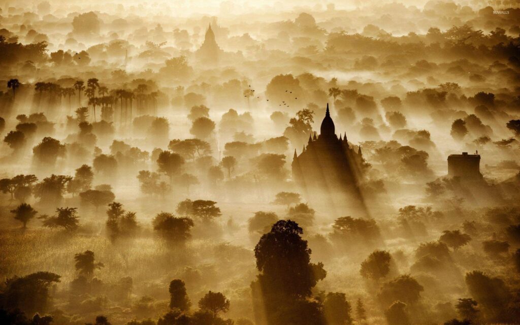 Sunrise in Bagan, Myanmar wallpapers