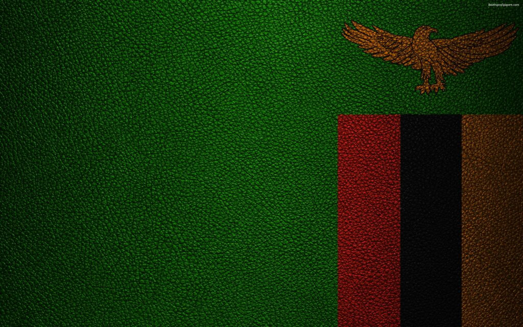 Download wallpapers Flag of Zambia, leather texture, k, Zambian
