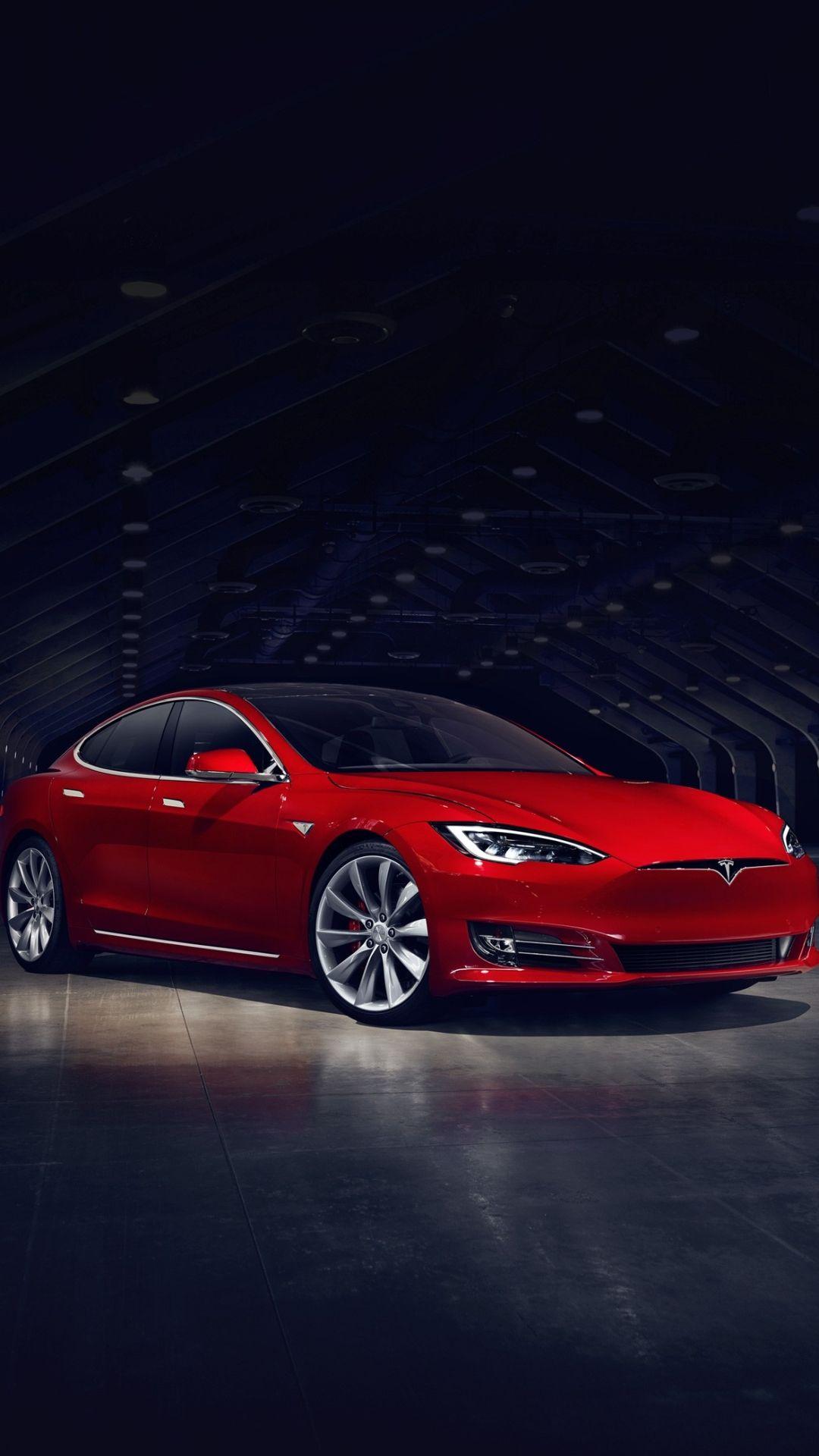 Red Tesla Model S No Grill