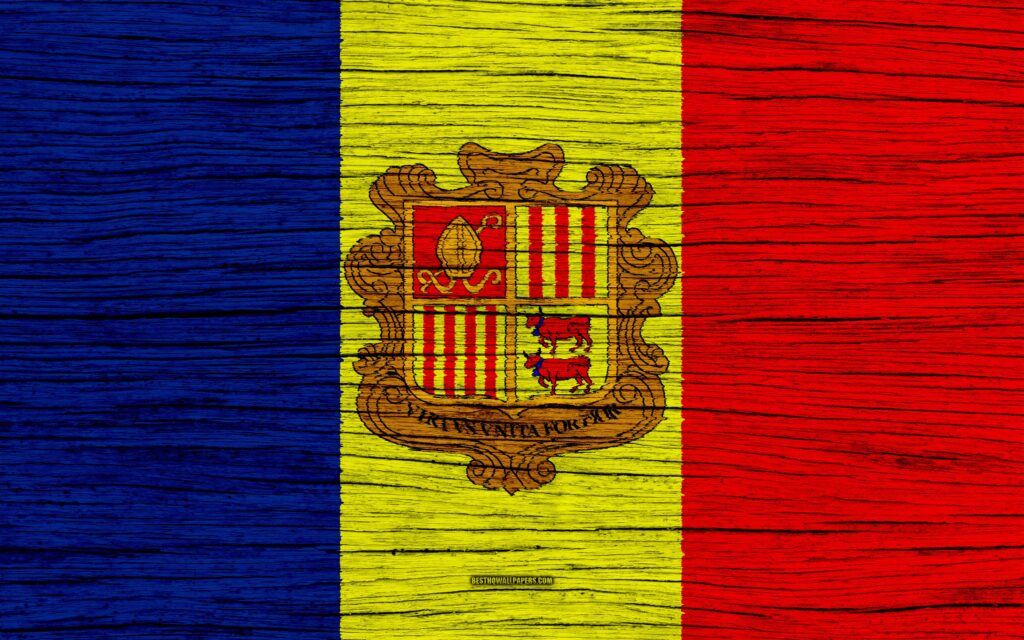 Download wallpapers Flag of Andorra, k, Europe, wooden texture