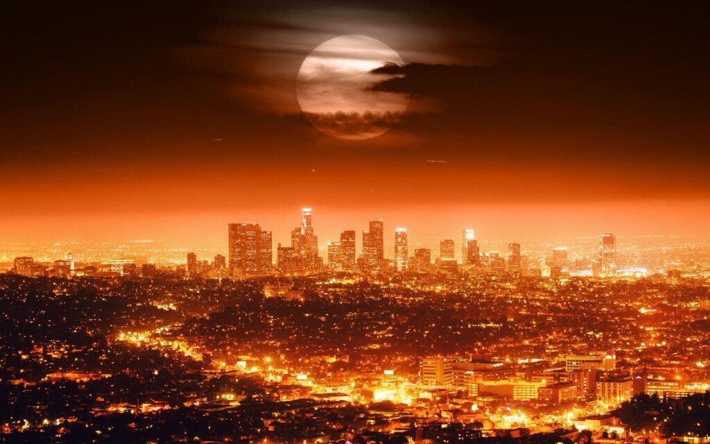 Los Angeles Skyline At Night California Wallpapers