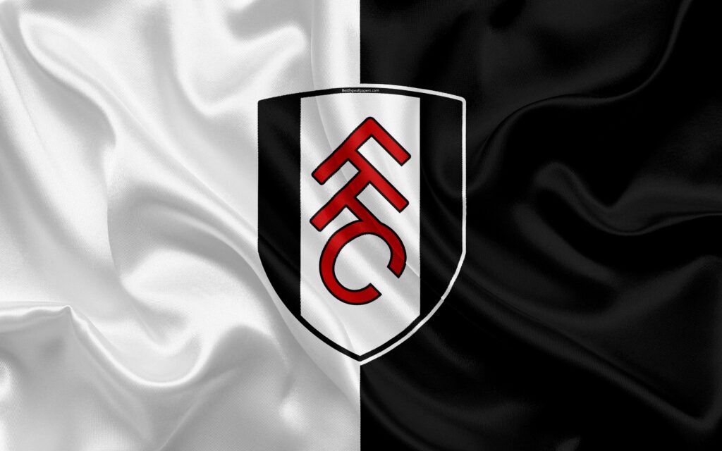 Download wallpapers Fulham FC, silk flag, emblem, logo, k, Fulham