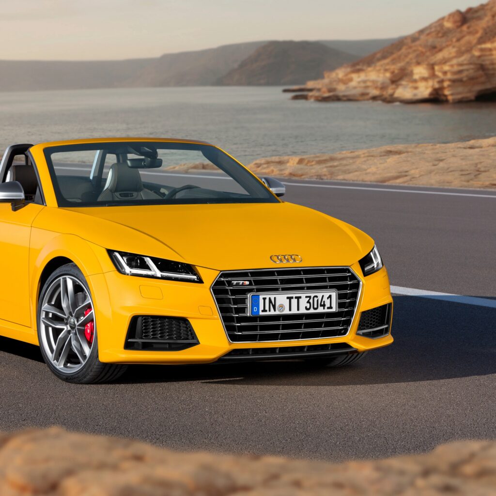 Download Wallpapers Audi Tts Tt Yellow Roadster