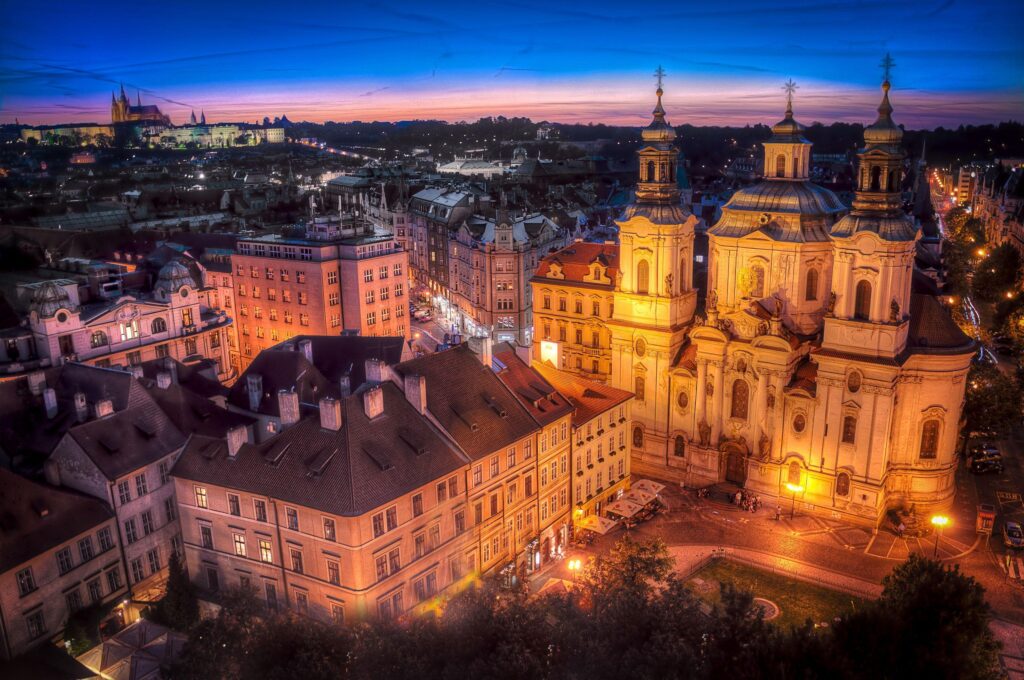 Czech Republic Houses Prague Night wallpapers