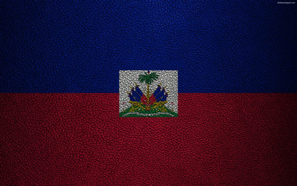 Download wallpapers Flag of Haiti, K, leather texture, North