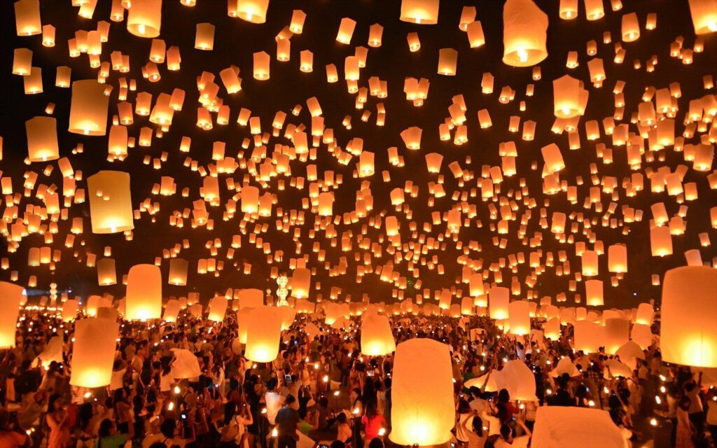 Floating lanterns festival thailand 2K wallpapers