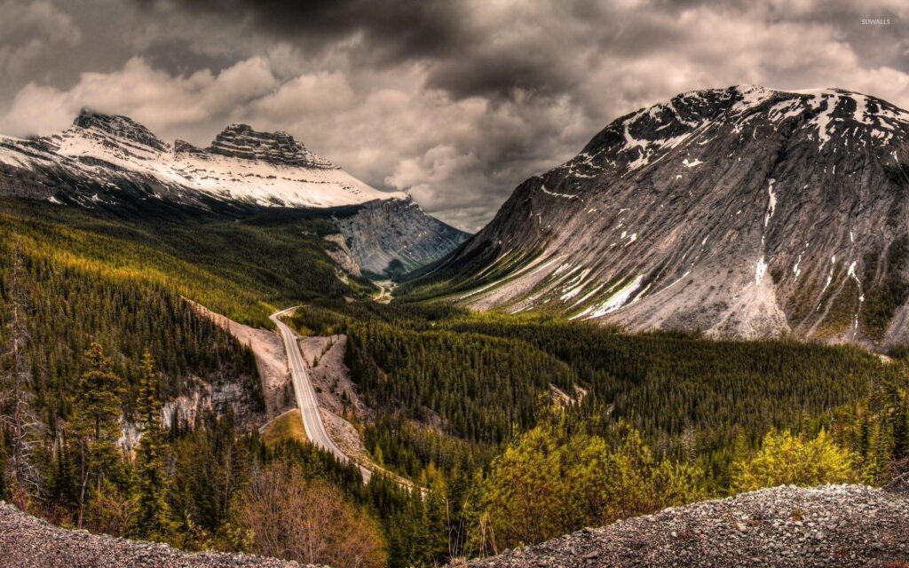 Road through the rocky mountains wallpapers